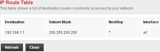 Fields on the first setting block Enable Destination Subnet Mask Next Hop Metric Interface Function buttons Add Route Update Delete Selected Show Routes Description Check to enable the selected route