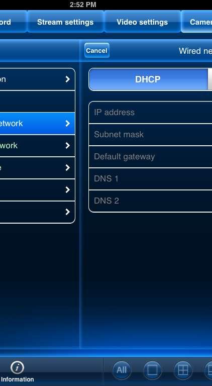 3.5.1 Network -Wired network: Select DHCP (recommended) to allow