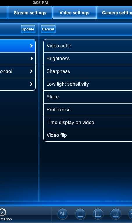 3.4 Camera Adjustment- Video Settings: 3.4.1 Video - Video color: Select Colored to view the camera in color or select Black & white. Tap Done to return to Video settings.