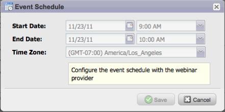 1. From the Marketing Activities tree, select the Event. 2. From the sub-menu, select Event Actions, then select Schedule to launch the Event Schedule dialog box.