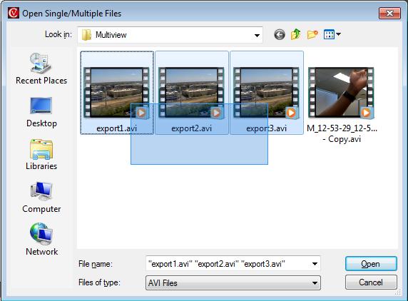 To select multiple video clips, using the Shift or Ctrl keys to select multiple files