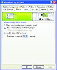 nview User Interface properties This tab allows customization of