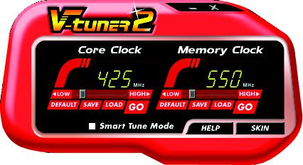 English V-Tuner 2 (Overclock Utility) V-Tuner 2 lets you adjust the working frequency of the graphic engine and video memory (Core Clock and Memory Clock).