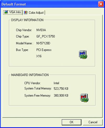 English VGA Information VGA Info lists the relevant information