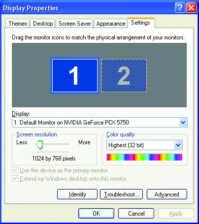 English 3.1.6. Display Properties Pages The screen shows the information of display adapter, color, the range of display area and the refresh rate.
