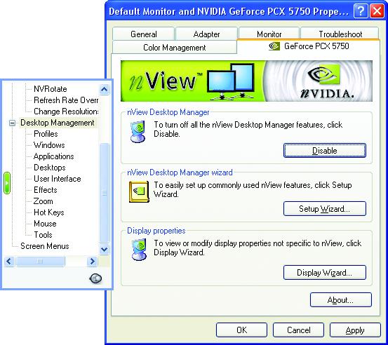 3.1.7. nview properties pages nview is a set of desktop tools designed to help you be more productive when using your graphics card.