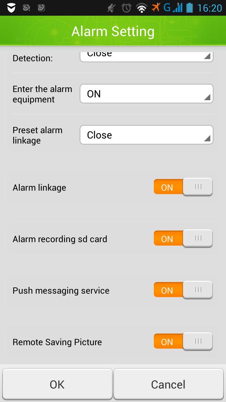 recording, push messagin g, alarm picture storage.