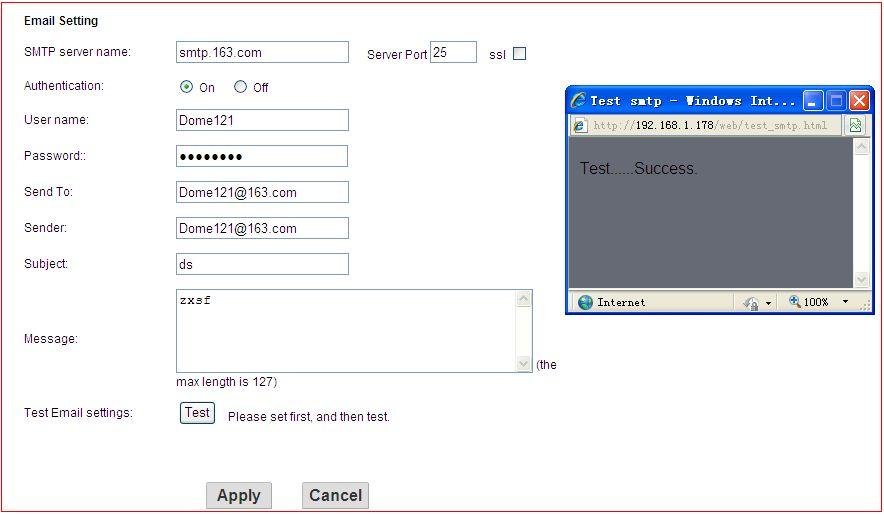 full fill. Then click "Test ". The mailbox is set up correctly If the test is successful. As (Figure A) 7.