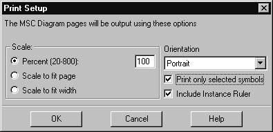 Chapter 42 Editing MSC Diagrams Printing Objects It is possible to print only selected parts of an MSC. 1. Select the objects to be printed. 2. Select Print from the File menu. 3.