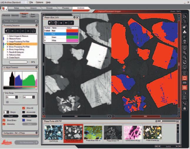 With Leica Phase Expert, you can perform automatic, objective, and reproducible measurements of multi-phased microstructures using easily visible colors or contrasts.