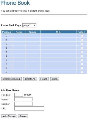 Phone Book Configuration The Phone Book contains Speed Dial Settings where you can setup Speed Dial number. If you want to use Speed Dial you just dial the speed dial number then press #.