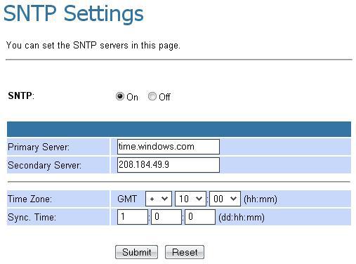 SNTP Settings Simple Network Time Protocol (SNTP) can be used to sync the time on the NetComm ATA. If SNTP is enabled, your ATA clock is synchronized with an Internet time server once a day.