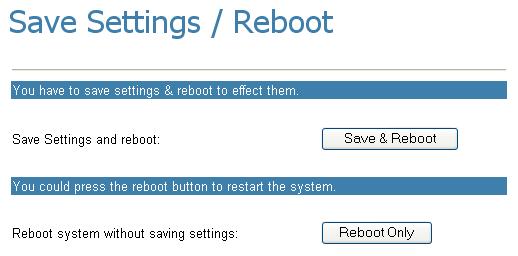 Click Save & Reboot button to make any configuration changes permanent.