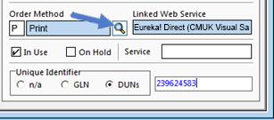 change the Order Method for Eureka! Direct to Web Services.