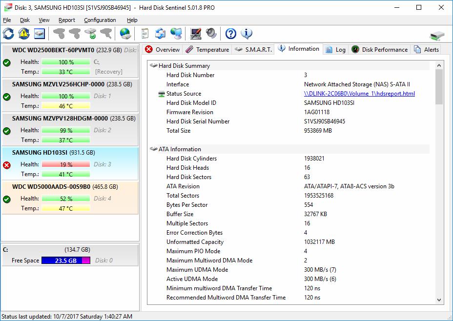 Requirements Hard Disk Sentinel shows complete hard disk status of a NAS drive In order to make things work, we need Hard Disk Sentinel Professional 5.01.