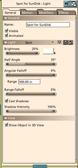 In the Light Cone section under the Effects tab, click the Edit button,