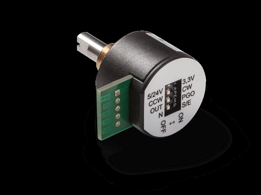 Shaft encoder for variable applications Parametrisable via DIP switches Angle 0..20 to 0..360 free configurable Sense of rotation selectable (CW / CCW) Supply voltage: 5 V / 3.