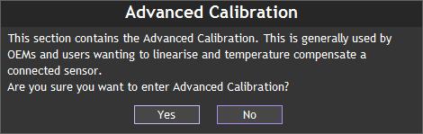 Advanced Calibration Page Click on the icon to open the Advanced Calibration page.