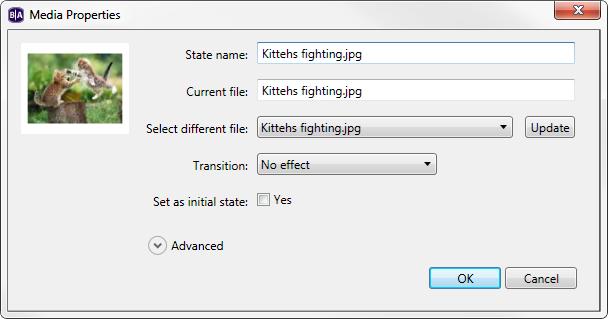Here, you can view/change the State name and Current file. Use the dropdown list beside Select different file to swap the file with another in the playlist area.