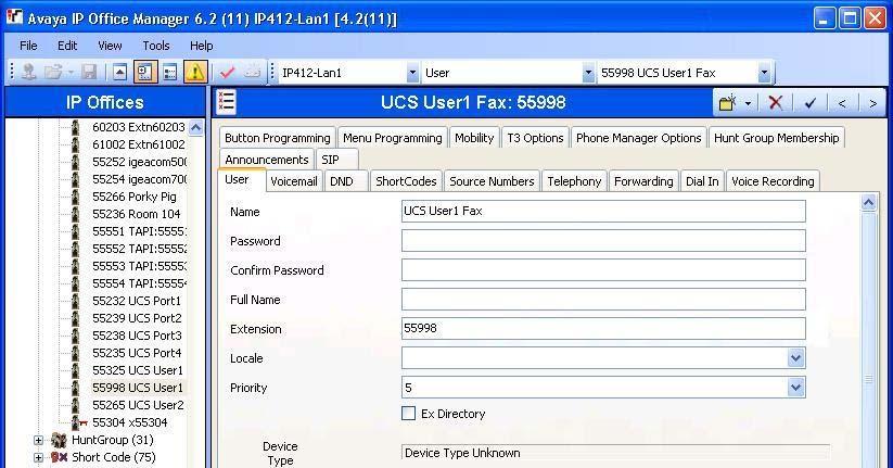 4.8. Administer Fax User From the configuration tree in the left pane, right-click on User and select New from the pop-up list to add a new user.