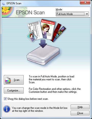 Note: In certain programs, you may see the program's scan window instead of the Epson Scan window. Select scanning options as necessary.