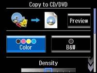 7. Select one of the options shown on the screen to print on a CD/DVD or a test print on plain paper. If printing on plain paper, select Proceed. 8.