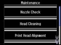 5. Select Maintenance. 6. Select Nozzle Check. 7. Press the start button. The nozzle check pattern is printed. 8.