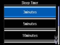 4. Press the up or down arrow buttons to select Sleep Timer. You see this screen: 5.