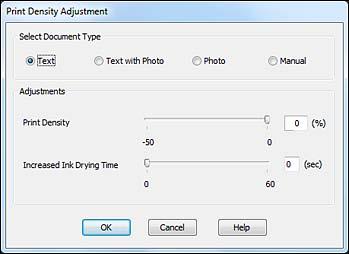 8. Select the type of document you are printing as the Document Type setting. The software automatically sets the Adjustments options for that document type. 9.