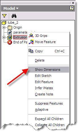 If there are no dimensions visible, you can select a feature in the browser, right click and select Show