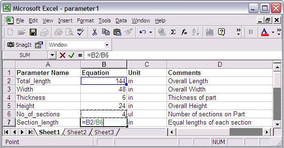 In Excel spreadsheets, the equation definition and calculations should be