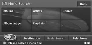 Music Catcher Operations Searching tracks (Music Search) You can search albums/playlists to play narrowing by the following categories: Albums: The Album list of all the recorded albums is displayed.
