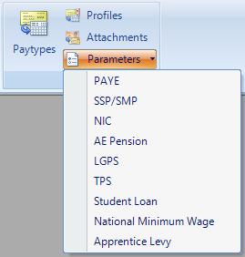 110. Navigate to Payroll >> Parameters and select the tables