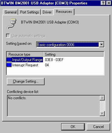 16.Set COM Port for BM2001 USB Adapter 16.