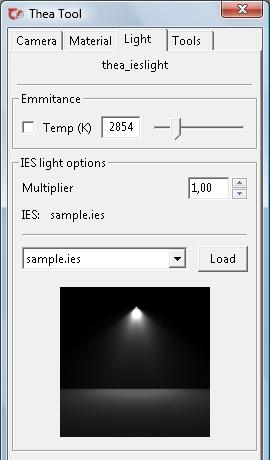 IES Light properties By default an IES light have a sample.ies file loaded into it.