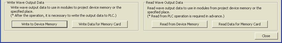 (3) Writing data to a file register (ZR) or CSV file Write the wave data and the parameter setting of the wave output function to the file register (ZR) or the CSV file.