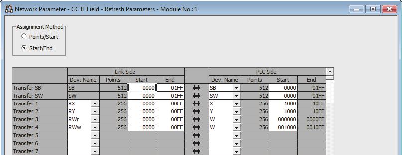 CHAPTER 10 PROGRAMMING 4. Display the Refresh Parameters window and configure the setting as follows. Project window [Parameter] [Network Parameter] [Ethernet/CC IE/MELSECNET] button 10 5.