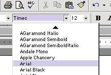 All the fonts have different names. Let s change the font to a font called Arial. To do that highlight all of the typing.