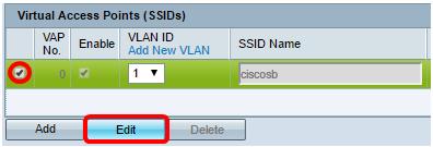 Note: You can add or create multiple VAPs on your WAP depending on the exact model of your device by clicking on the Add button. For the WAP361, seven additional VAPs can be created. Step 4.