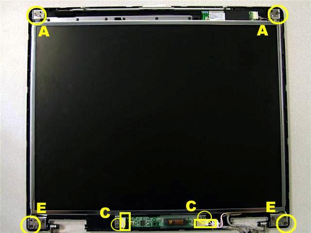 Remove 2 x E screws from the Right & Left LCD Bracket. 5. Remove the LCD Panel.