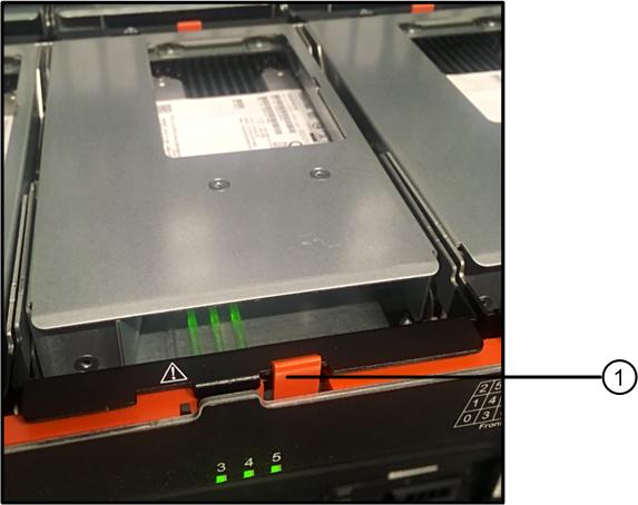 12 Service Guide for DS460C, DS224C and DS212C Disk Shelves 5. Open the drawer containing the failed drive: a. Unlatch the drive drawer by