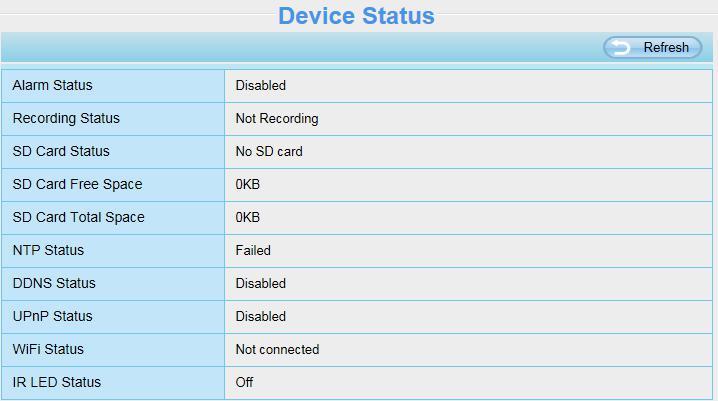 4.2.2 Device Status On this page you can see device status such as Alarm