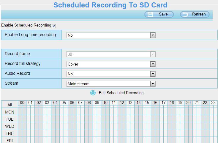 Record full strategy: When the SD card is full, you can choose to cover the previous recording, or stop recording. Audio Record: You can choose "yes" or "no".