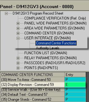 D1265 Installation Guide 4.0 RPS Configuration 4. In the Program Record Sheet, go to USER INTERFACE (GV2MAIN)>Command Center Functions.