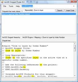 ArcGIS Snippet Finder Integrated tool within Visual Studio Keyword Search of ArcGIS code