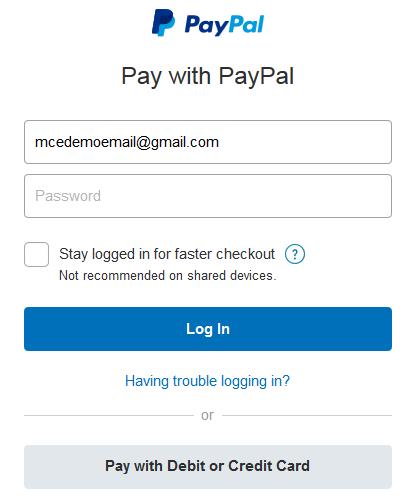 4. From this screen, there are two ways to pay for your account. 1. If you have an existing PayPal account, you may login and complete payment that way. 2.