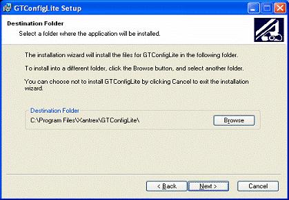 Figure 1 GT ConfigLite Setup Wizard (Destination Folder screen) The message in Figure 2 appears when the installation is complete.