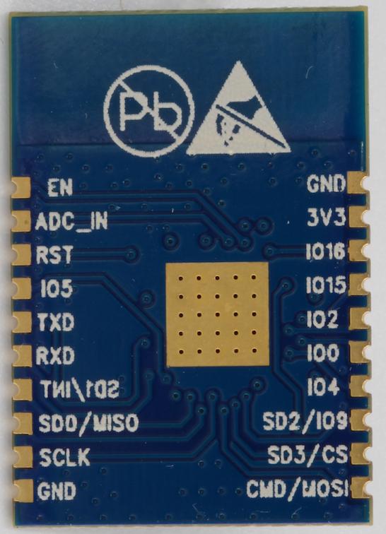 The ESP-WROOM-S2 works as the SDIO/SPI slave with the SPI speed of up to 8 Mbps. Figure 1-1. ESP-WROOM-S2 Module Table 1-1.