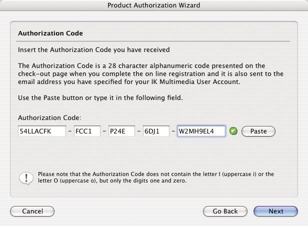 step 7. Paste Authorization Code cursor in the first field of the Authorization Code in the Wizard and click on the Paste button.