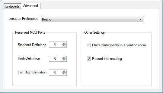 Scheduling Videoconferences Using Scopia Add-in for Microsoft Outlook Figure 21: Advanced settings for the meeting Define the settings based on the following table: Table 2: Advanced settings for the